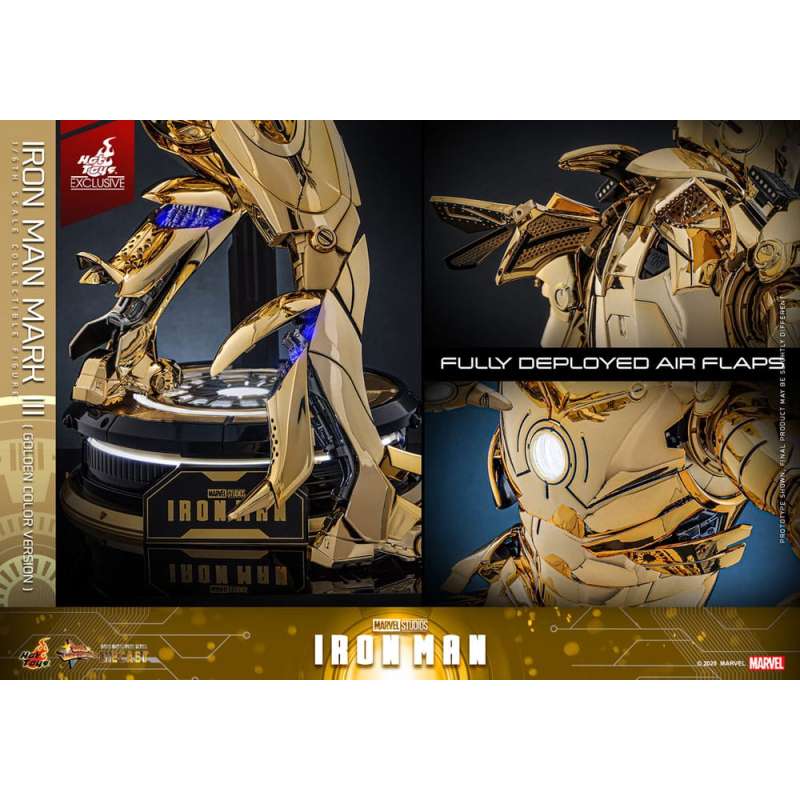 SPOTT-GR Iron Man Movie Masterpiece Diecast Action Figure 1/6 Iron Man Mark III (Gold Color Version) Hot Toys Exclusive 33 cm