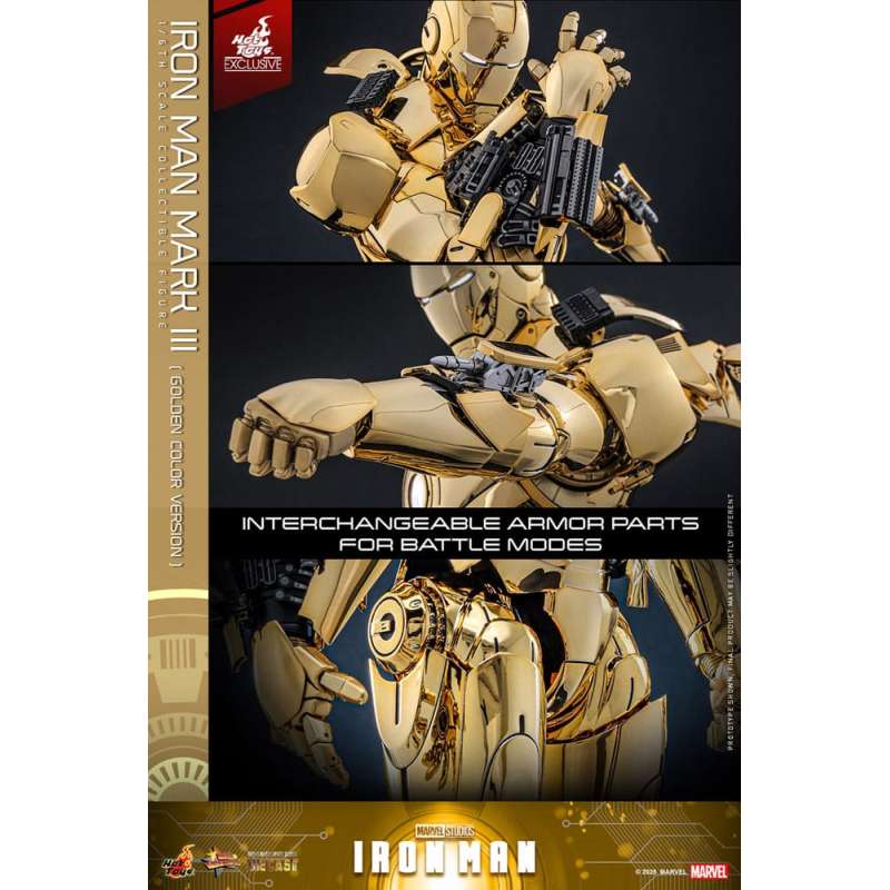 SPOTT-GR Iron Man Movie Masterpiece Diecast Action Figure 1/6 Iron Man Mark III (Gold Color Version) Hot Toys Exclusive 33 cm