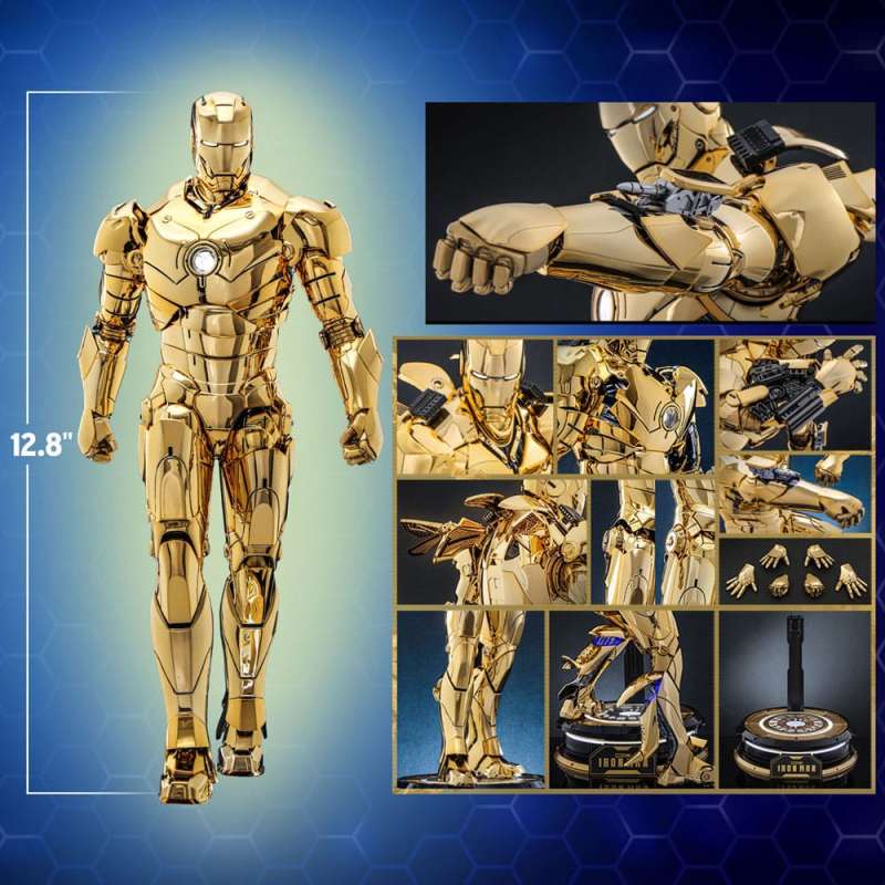 SPOTT-GR Iron Man Movie Masterpiece Diecast Action Figure 1/6 Iron Man Mark III (Gold Color Version) Hot Toys Exclusive 33 cm