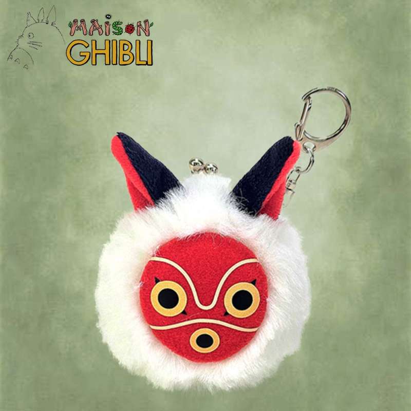 SPOTT-GR Princess Mononoke Funwari - Μίνι Λούτρινο Πορτοφολάκι San´s Mask σε Άσπρο / Κόκκινο