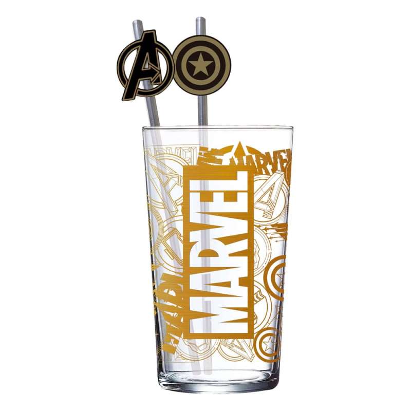 SPOTT-GR Ποτήρι με Καλαμάκια Marvel Logo & Avengers 485 ml