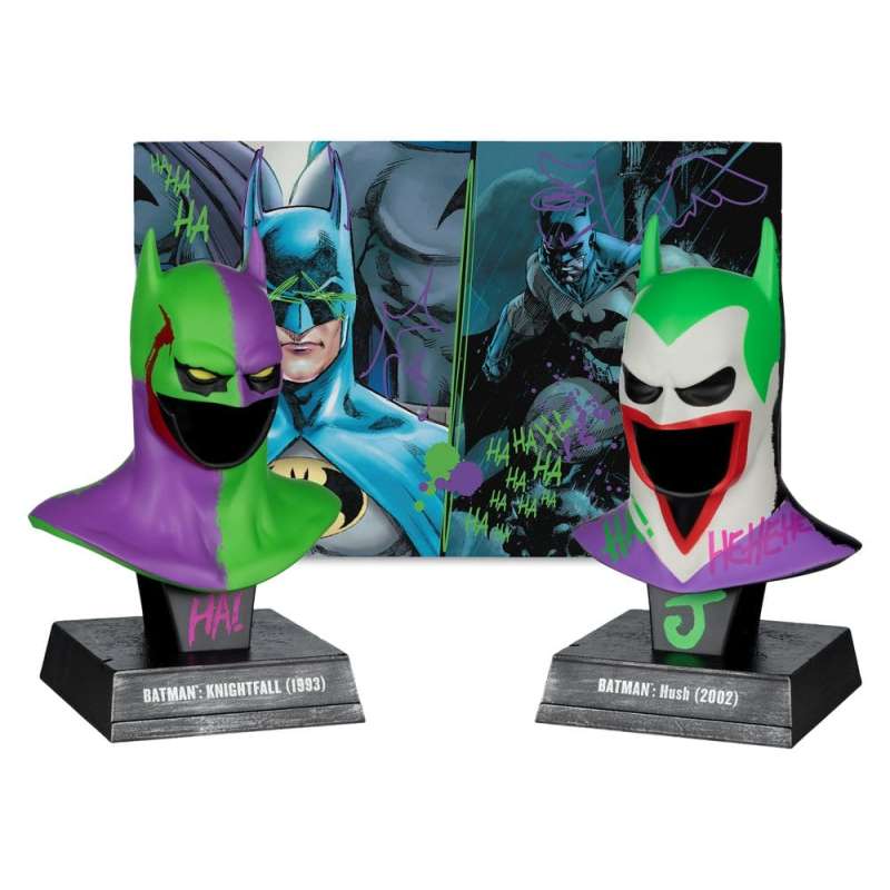 SPOTT-GR Batman DC Direct - Μίνι Ρέπλικες (Αναλογία 1/3) Batman Cowls Hush & Knightfall (Jokerized) (Gold Label) Μεγέθους 18cm (2-Pack)