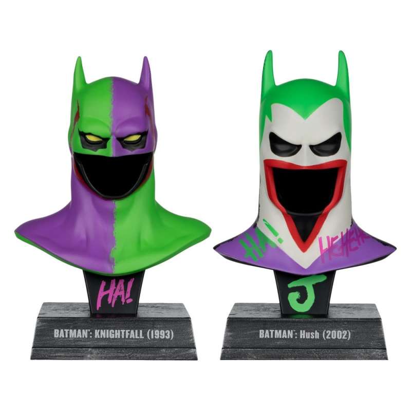 SPOTT-GR Batman DC Direct - Μίνι Ρέπλικες (Αναλογία 1/3) Batman Cowls Hush & Knightfall (Jokerized) (Gold Label) Μεγέθους 18cm (2-Pack)