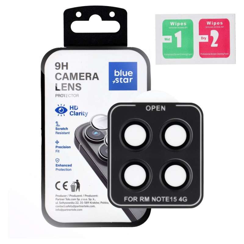 SPOTT-GR Blue Star Easy Install Camera Glass - Προστατευτικά Δακτυλίδια Κάμερας για Xiaomi Redmi Note 15 4G με Μαύρο Πλαίσιο