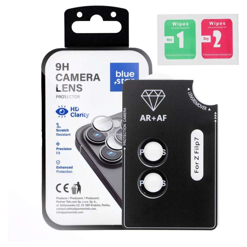 SPOTT-GR Blue Star Easy Install Camera Glass - Προστατευτικά Δακτυλίδια Κάμερας για Samsung Galaxy Z Flip 7 με Μαύρο Πλαίσιο