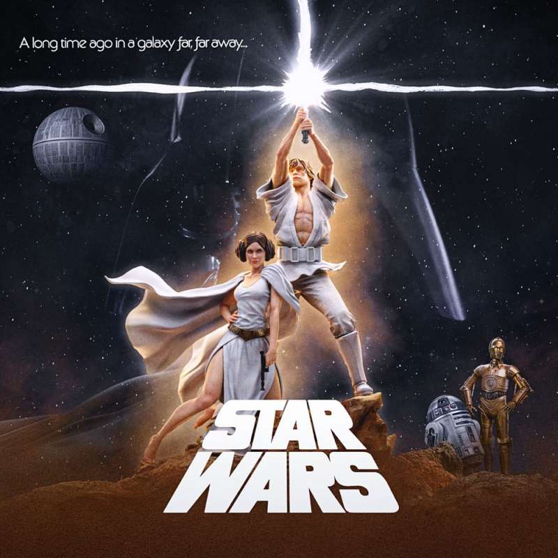 SPOTT-GR Star Wars Deluxe Art Scale - Φιγούρα (Αναλογία 1/10) Luke and Leia με Ύψος 41cm
