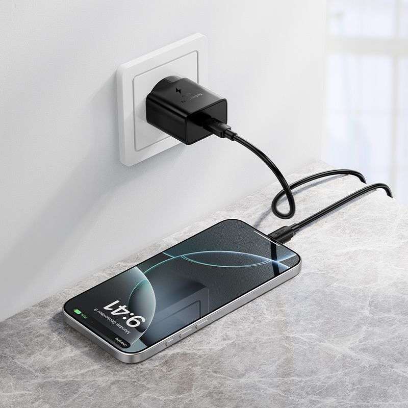 SPOTT-GR Hoco N76 - Φορτιστής με Υποδοχή Type-C (QC PD 25W) και Καλώδιο Φόρτισης Type-C σε Type-C σε Μαύρο Χρώμα
