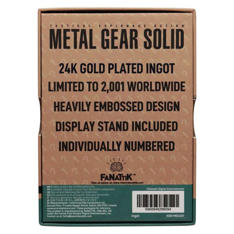 SPOTT-GR Metal Gear Solid 2 - Διακοσμητικό Πλακίδιο Snake 24k Gold Plated Limited Edition