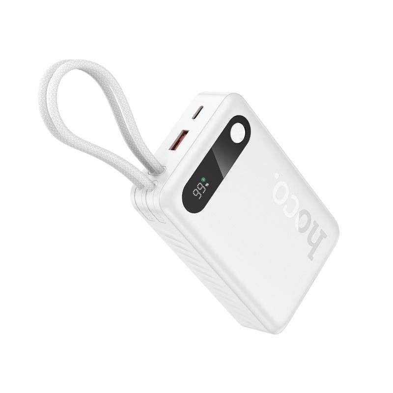 SPOTT-GR Hoco J171A - Power Bank 20000mAh (QC PD 2A( 22.5W με Ενσωματωμένα Καλώδια Type-C και Lightning σε Άσπρο Χρώμα