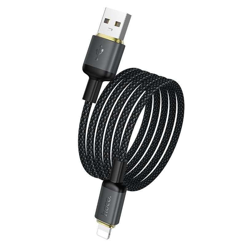 SPOTT-GR Hoco X128 Benefit - Καλώδιο USB-A σε Lightning (2.4A) 1m σε Μαύρο Χρώμα