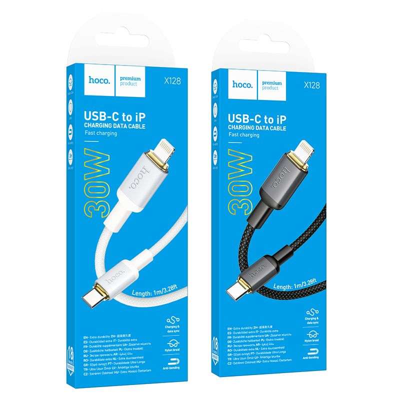SPOTT-GR Hoco X128 Benefit - Καλώδιο Type-C σε Lightning (PD 30W) 1m σε Μαύρο Χρώμα