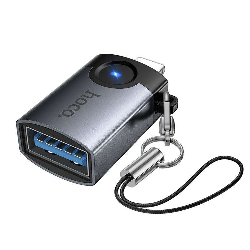 SPOTT-GR Hoco UA46 Victory - Αντάπτορας OTG Lightning σε USB-A σε Γκρι Χρώμα