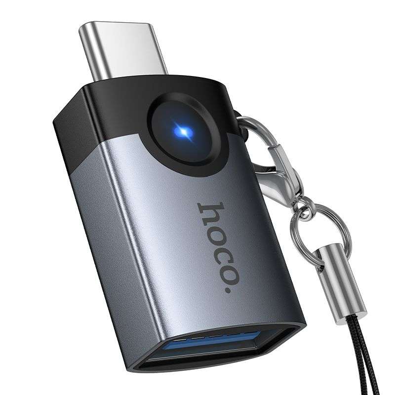 SPOTT-GR Hoco UA46C - Αντάπτορας OTG Type-C σε USB-A (3A) σε Γκρι Χρώμα