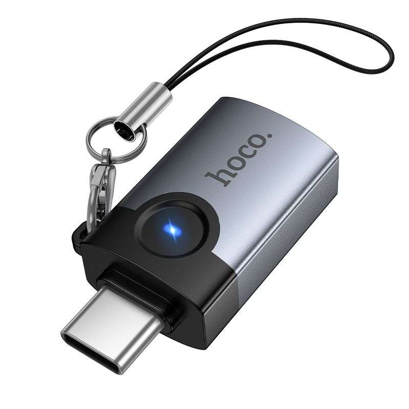 SPOTT-GR Hoco UA46C - Αντάπτορας OTG Type-C σε USB-A (3A) σε Γκρι Χρώμα