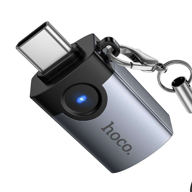 SPOTT-GR Hoco UA46C - Αντάπτορας OTG Type-C σε USB-A (3A) σε Γκρι Χρώμα
