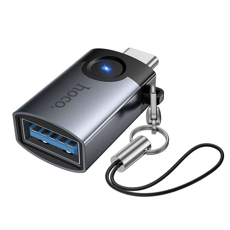 SPOTT-GR Hoco UA46C - Αντάπτορας OTG Type-C σε USB-A (3A) σε Γκρι Χρώμα