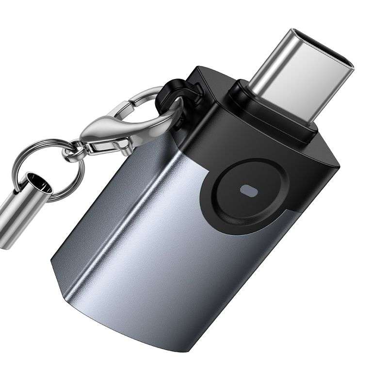 SPOTT-GR Hoco UA46C - Αντάπτορας OTG Type-C σε USB-A (3A) σε Γκρι Χρώμα