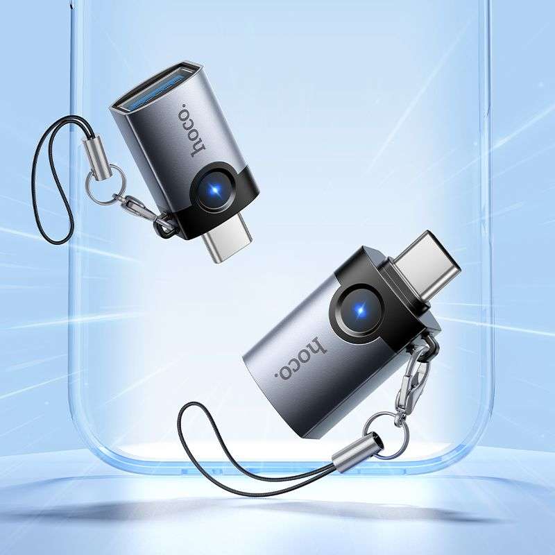 SPOTT-GR Hoco UA46C - Αντάπτορας OTG Type-C σε USB-A (3A) σε Γκρι Χρώμα