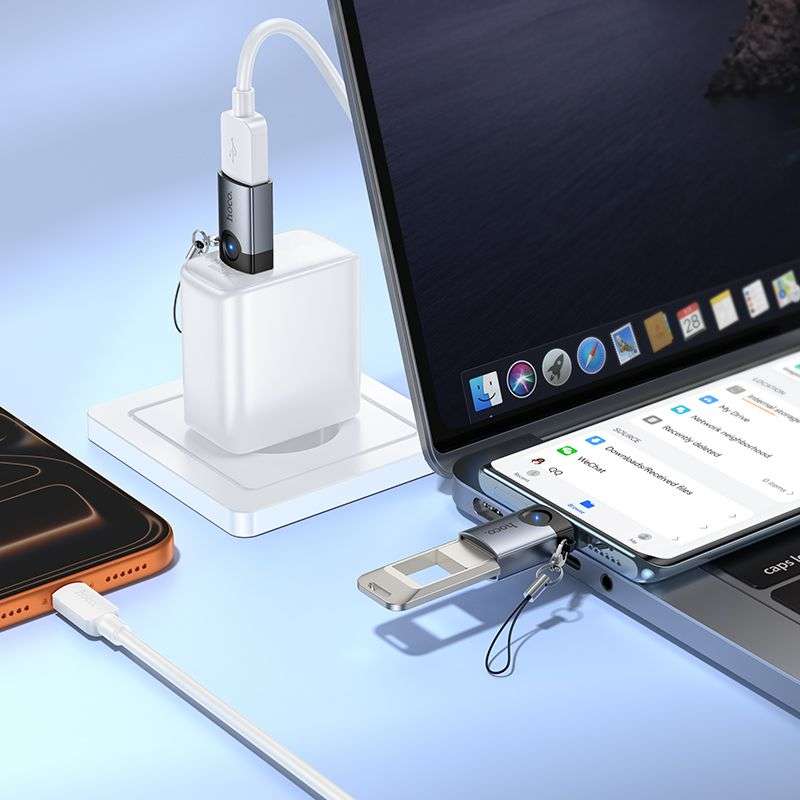 SPOTT-GR Hoco UA46C - Αντάπτορας OTG Type-C σε USB-A (3A) σε Γκρι Χρώμα