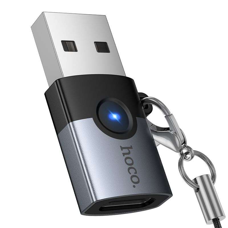 SPOTT-GR Hoco UA46B - Μετατροπέας USB-A σε Type-C σε Γκρι Χρώμα