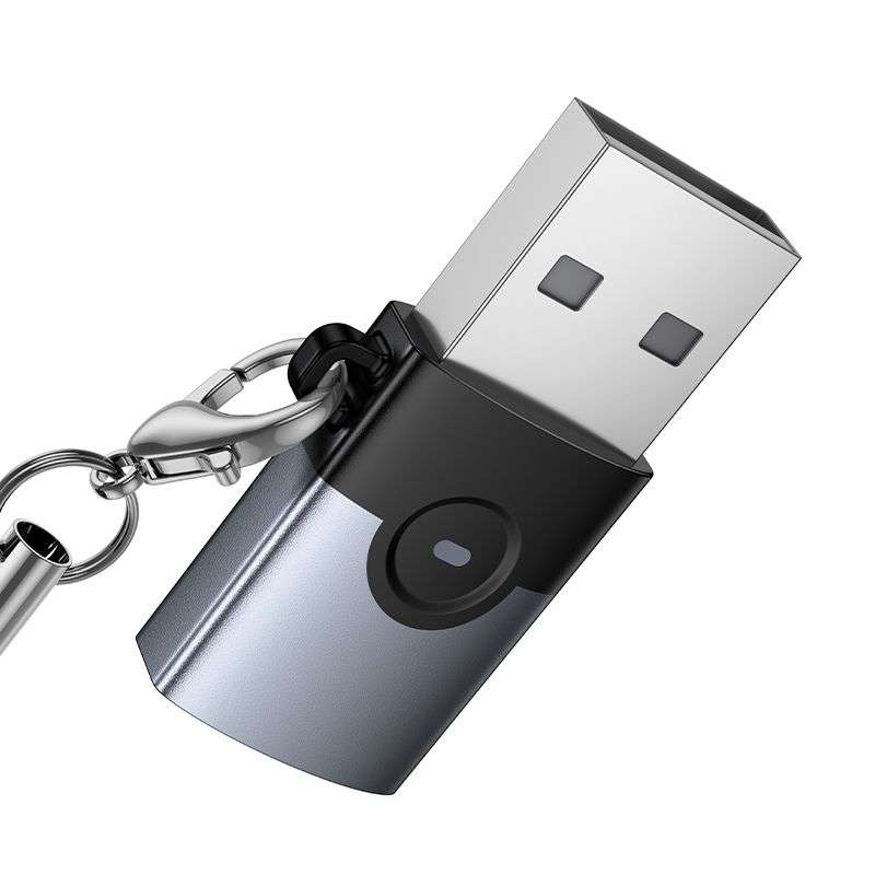 SPOTT-GR Hoco UA46B - Μετατροπέας USB-A σε Type-C σε Γκρι Χρώμα