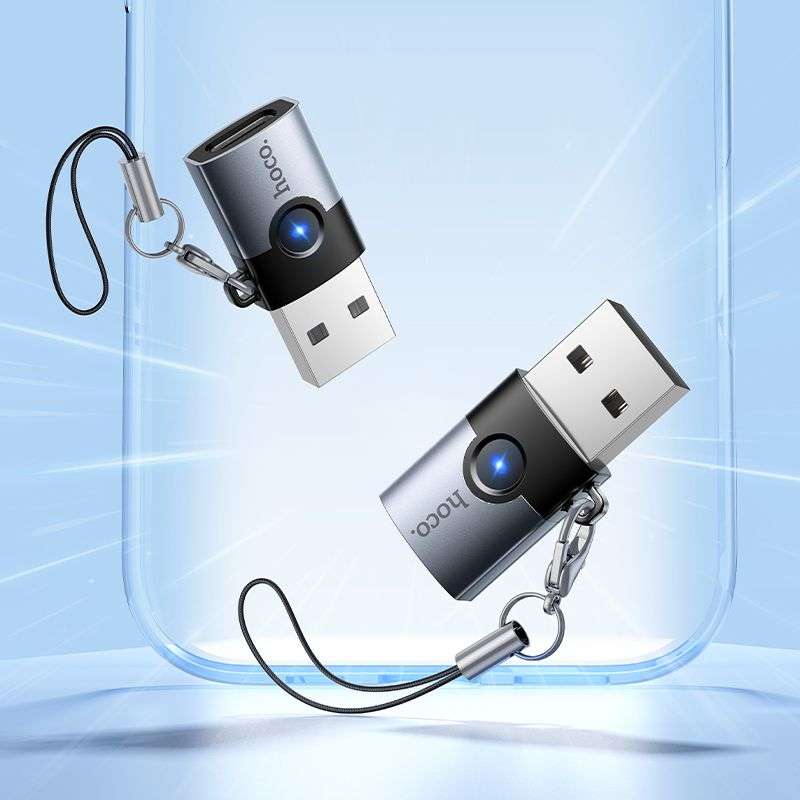 SPOTT-GR Hoco UA46B - Μετατροπέας USB-A σε Type-C σε Γκρι Χρώμα