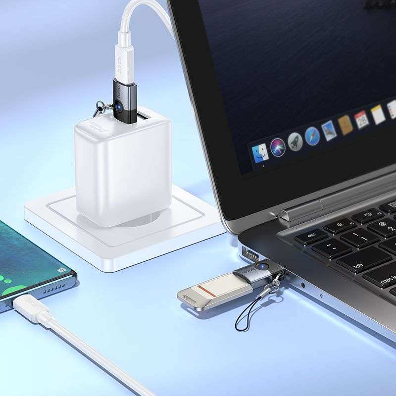 SPOTT-GR Hoco UA46B - Μετατροπέας USB-A σε Type-C σε Γκρι Χρώμα
