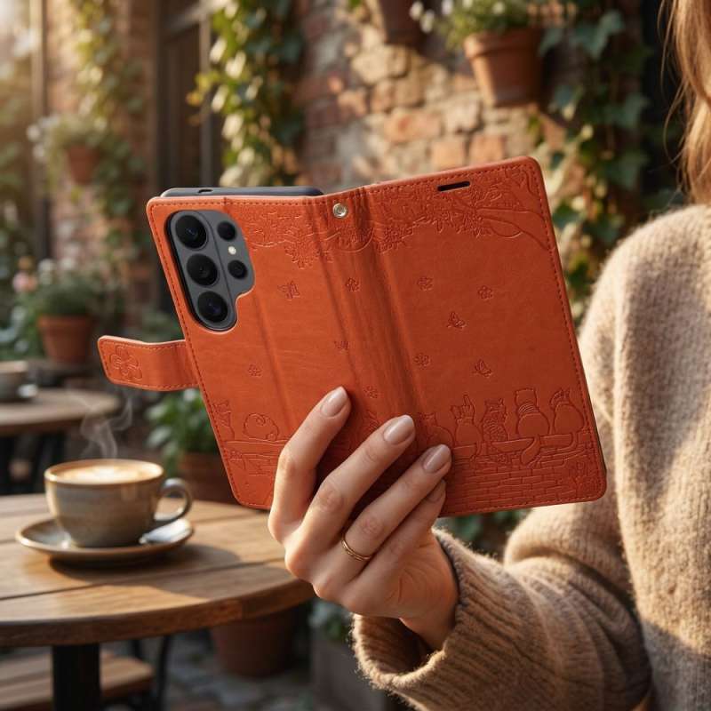 SPOTT-GR Mezzo Book Case - Θήκη για Samsung Galaxy A27 (Cats Design) σε Καφέ Χρώμα