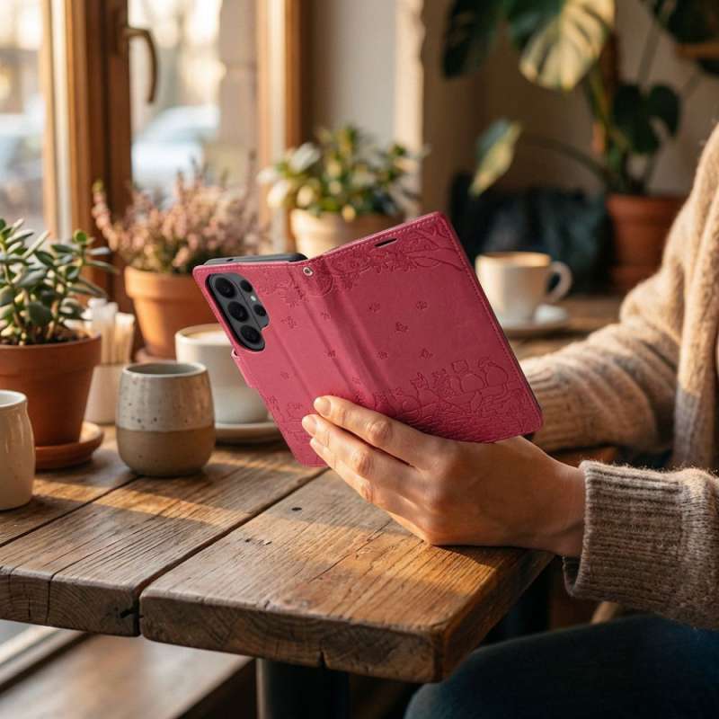 SPOTT-GR Mezzo Book Case - Θήκη για Samsung Galaxy A27 (Cats Design) σε Ροζ Χρώμα