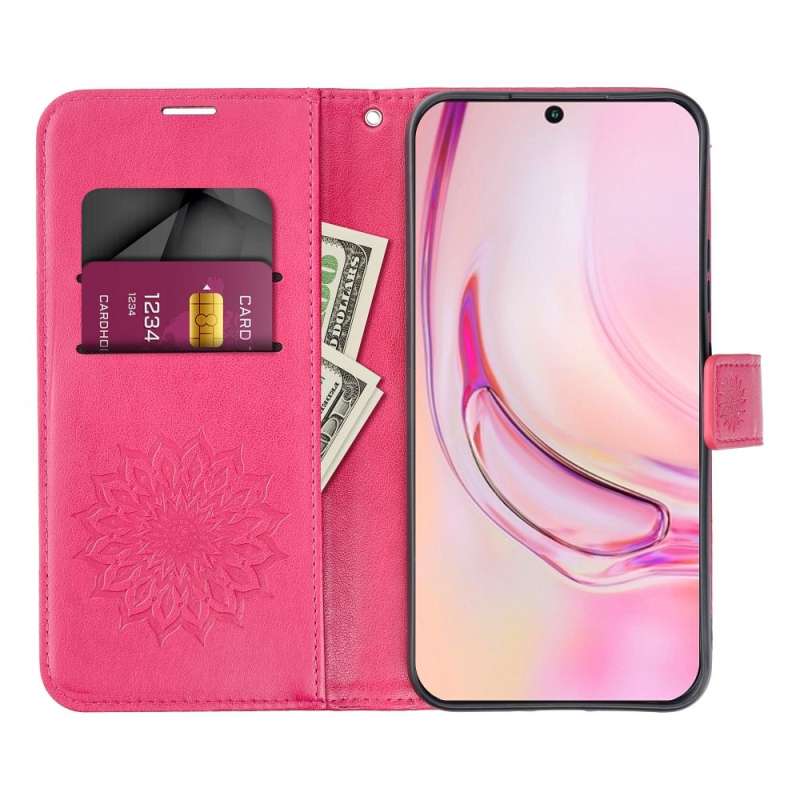 SPOTT-GR Mezzo Book Case - Θήκη για Samsung Galaxy A27 (Σχέδιο Flower) σε Βυσσινί Χρώμα