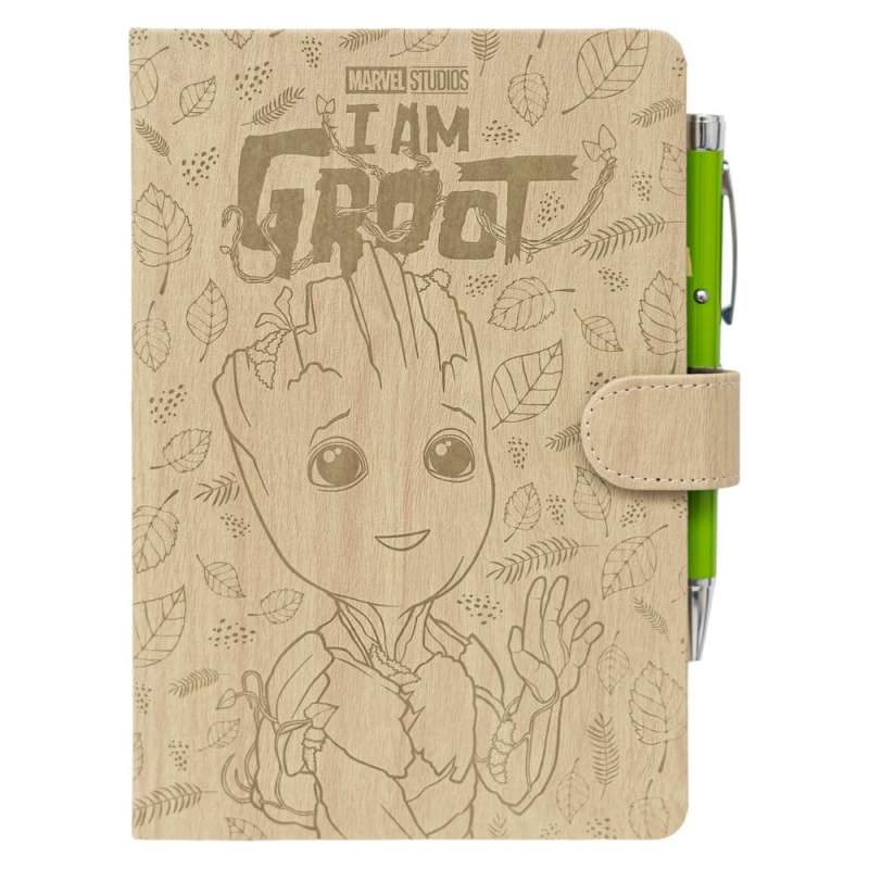 SPOTT-GR Marvel - Premium Σημειωματάριο Groot (Μεγέθους A5) με Στυλό σε Καφέ Χρώμα