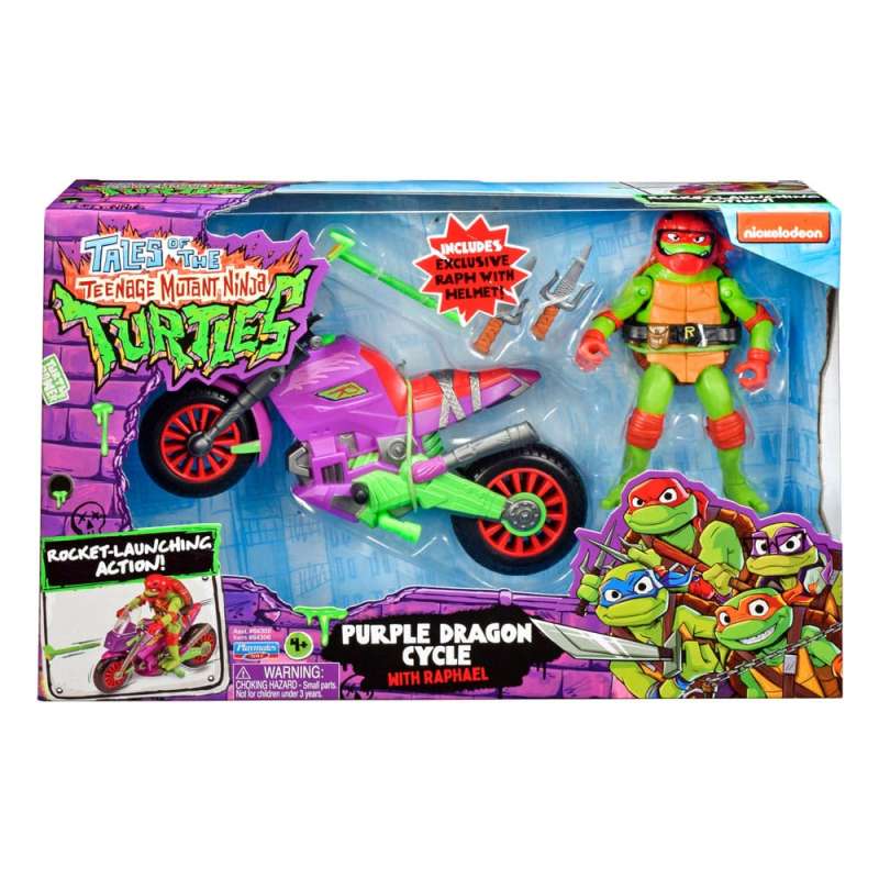 SPOTT-GR Tales of the Teenage Mutant Ninja Turtles - Φιγούρα Δράσης with Vehicle Raphael & Purple Dragon με Ύψος 12cm