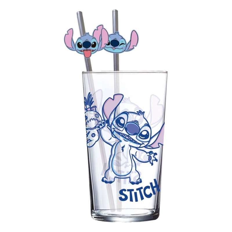 SPOTT-GR Lilo & Stitch Glass - Ποτήρι με Καλαμάκια Stitch 485 ml