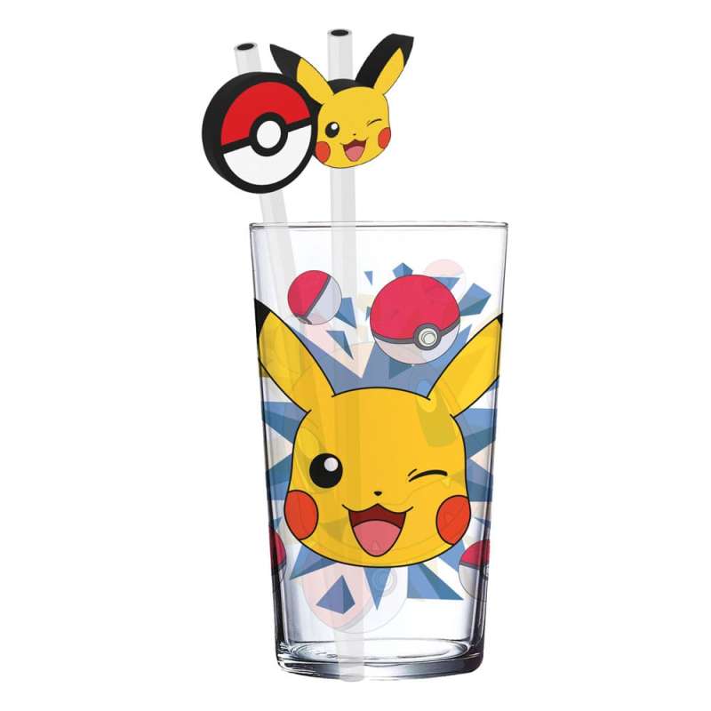 SPOTT-GR Pokémon Glass - Ποτήρι Pikachu 485 ml με Καλαμάκια Pokémon