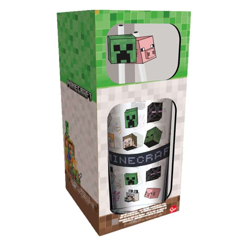 SPOTT-GR Minecraft Glass - Ποτήρι με Minecraft Καλαμάκια 485 ml