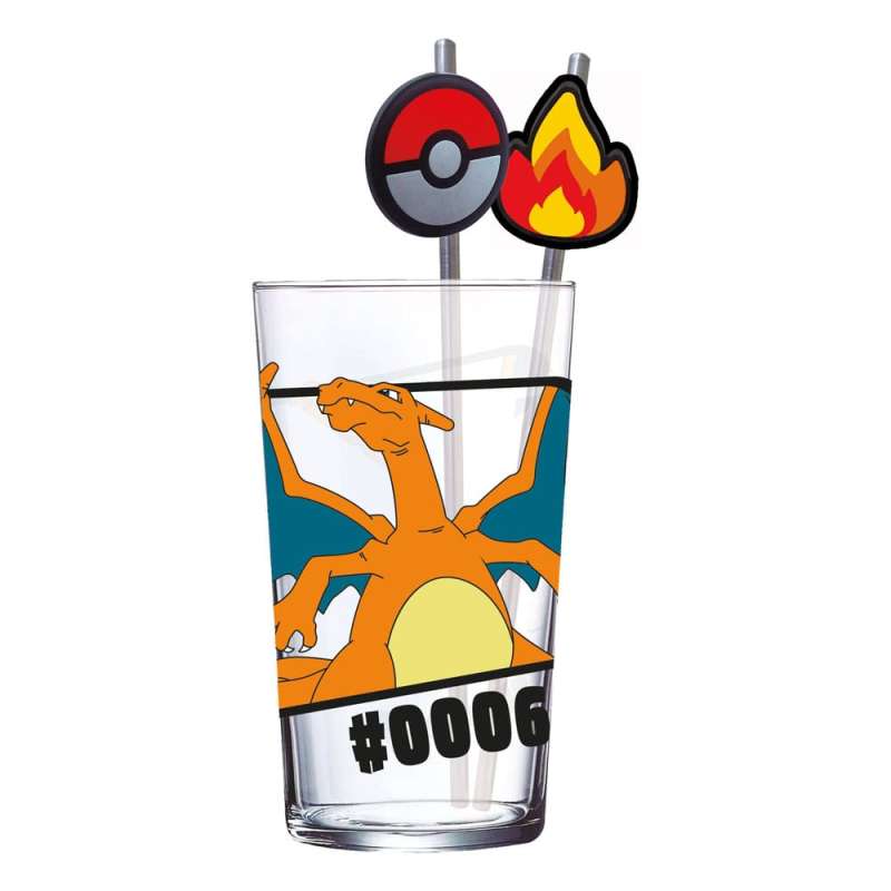 SPOTT-GR Pokémon Glass - Ποτήρι Charizard 480 ml με Καλαμάκια Pokémon
