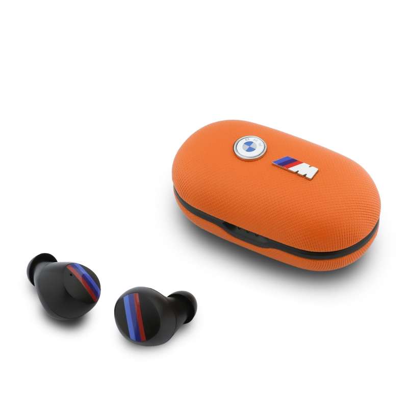 SPOTT-GR BMW Metal Logo Earbuds - Ασύρματα In-Ear Ακουστικά Bluetooth με ENC (Ακύρωση Θορύβου) σε Πορτοκαλί Χρώμα