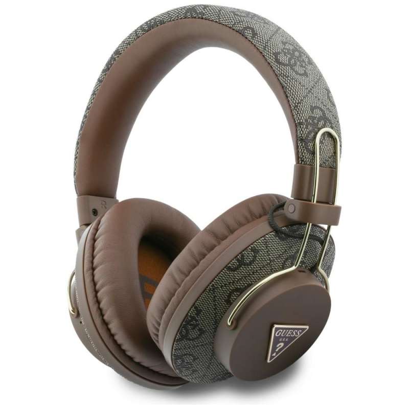 SPOTT-GR GUESS Triangle Logo Headphones - Ασύρματα Over-Ear Ακουστικά Bluetooth με ANC (Ακύρωση Θορύβου) σε Καφέ Χρώμα