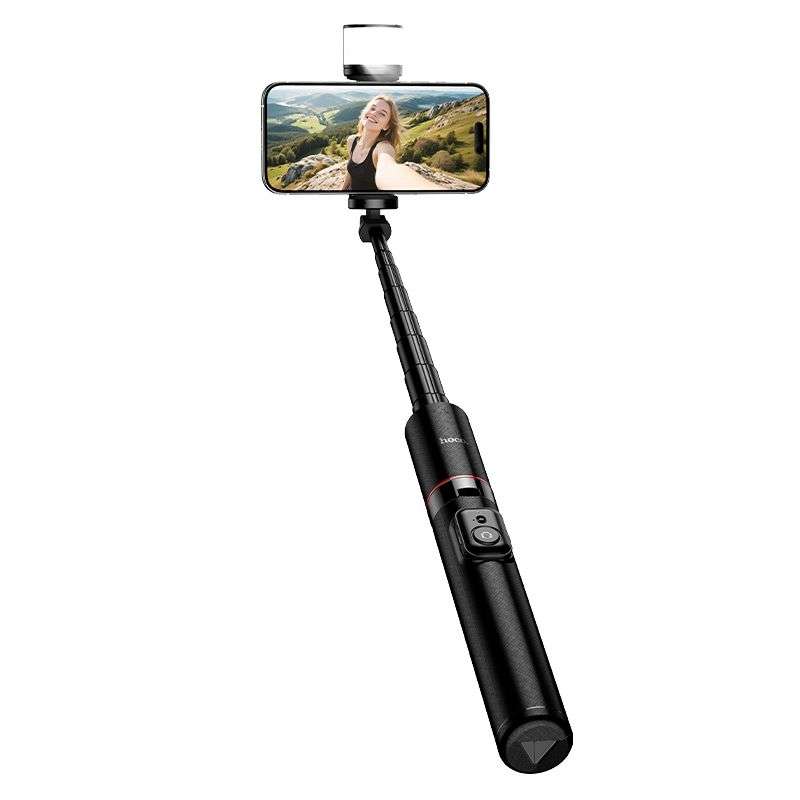 SPOTT-GR Hoco K34 - Selfie Stick με Τρίποδο, Φως LED και Ασύρματο Χειριστήριο Bluetooth σε Μαύρο Χρώμα