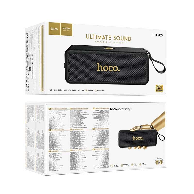 SPOTT-GR Hoco HT1 Pro - Ασύρματο Ηχείο Bluetooth 2x 8W με Αυτονομία έως 4 Ώρες σε Μαύρο Χρώμα
