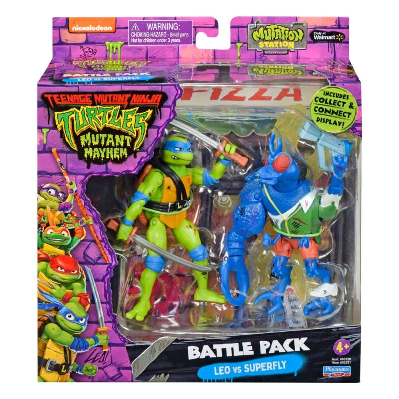SPOTT-GR Teenage Mutant Ninja Turtles - Φιγούρες Δράσης Leonardo vs. Super Fly με Ύψος 11cm