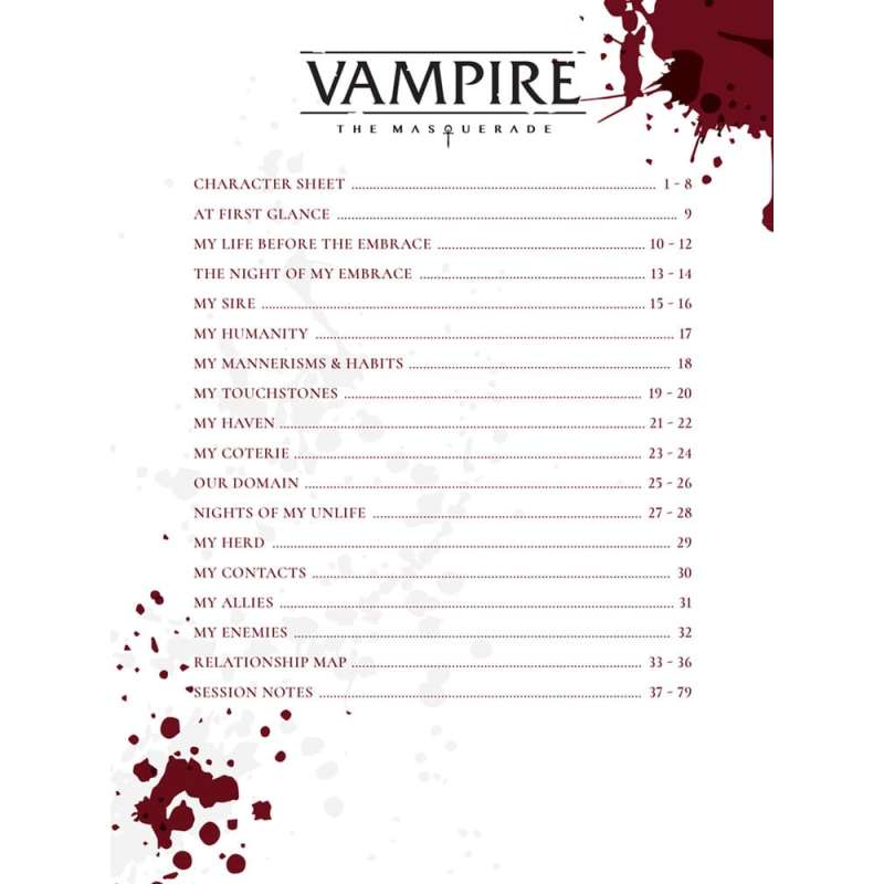 SPOTT-GR Vampire: The Masquerade 5th Edition RPG Journal Expanded Character Sheet Journal (Αγγλική Έκδοση)