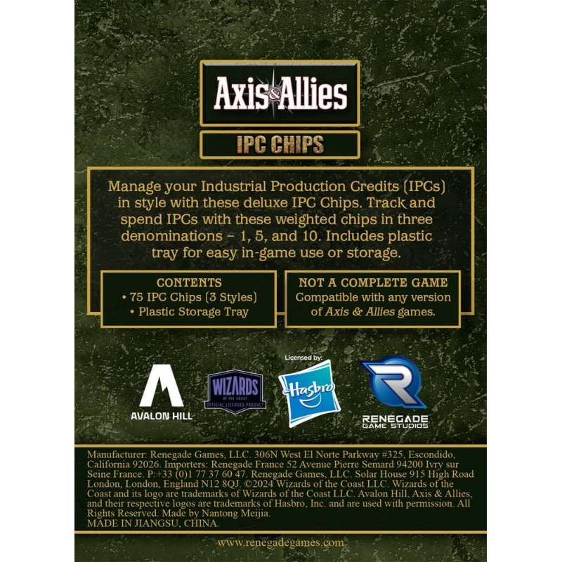 SPOTT-GR Avalon Hill Επιτραπέζιο Παιχνίδι Axis & Allies: IPC Chips Extension