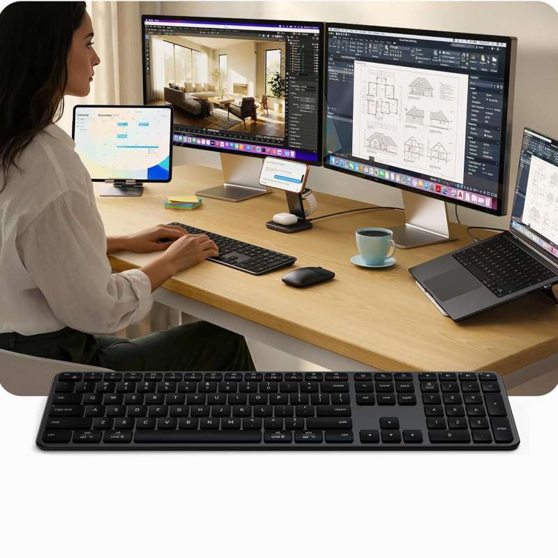 SPOTT-GR Satechi Slim EX3 - Ασύρματο Πληκτρολόγιο QWERTY για Mac / PC σε Μαύρο Χρώμα