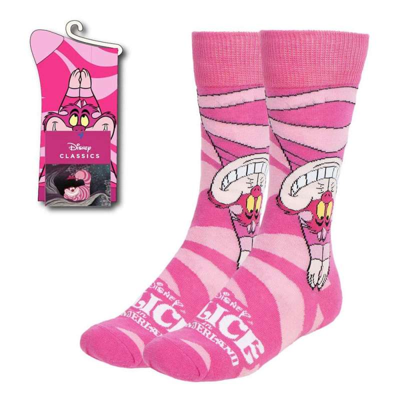 SPOTT-GR Disney Alice in Wonderland - Θεματικές Κάλτσες με Σχέδιο Cheshire Cat Upside Down 36-43 σε Ροζ Χρώμα