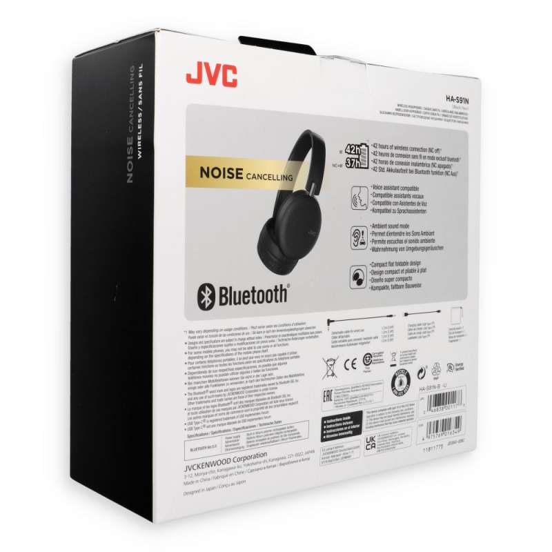 SPOTT-GR JVC HAS91NBU - Ασύρματα Over-Ear Aκουστικά Bluetooth με ANC (Ακύρωση Θορύβου) σε Μαύρο Χρώμα