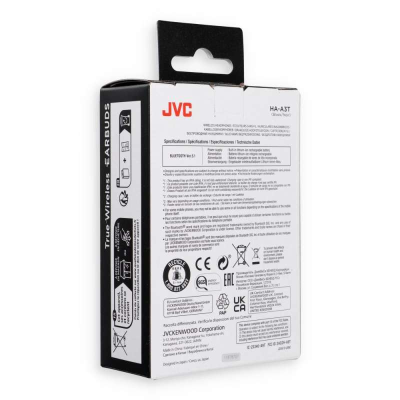 SPOTT-GR JVC HAA3TBU - Ασύρματα In-Ear Ακουστικά Bluetooth σε Μαύρο Χρώμα