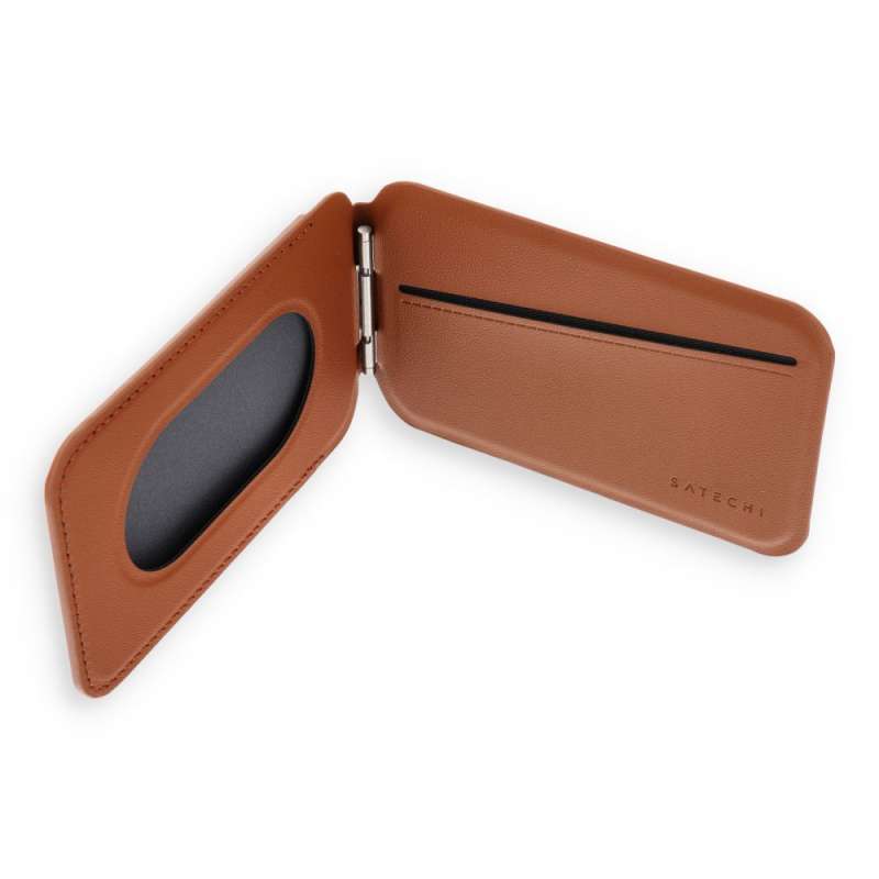 SPOTT-GR Satechi Vegan Leather Wallet Stand - Δερμάτινο Θηκάκι για Κάρτες με Stand και Υποστήριξη MagSafe σε Καφέ Χρώμα