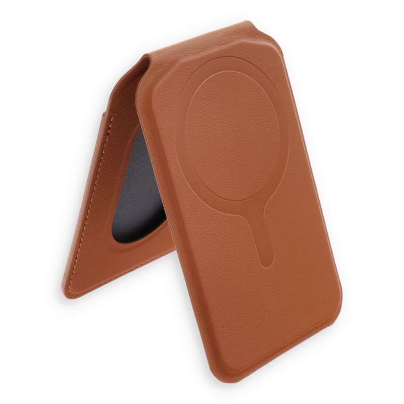 SPOTT-GR Satechi Vegan Leather Wallet Stand - Δερμάτινο Θηκάκι για Κάρτες με Stand και Υποστήριξη MagSafe σε Καφέ Χρώμα