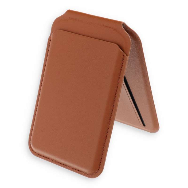 SPOTT-GR Satechi Vegan Leather Wallet Stand - Δερμάτινο Θηκάκι για Κάρτες με Stand και Υποστήριξη MagSafe σε Καφέ Χρώμα